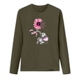 thumbnail image 3 of Oiangi Women's Breast Cancer Shirts Pink Ribbon Long Sleeve Crewneck T-Shirts Fall Casual Awareness Support Tops Green XL, 3 of 3