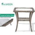 thumbnail image 7 of VIVIJASON 3-Piece Outdoor Conversation Bistro Set, Patio Glider Rocking Chairs Rattan Furniture Sets w/ 2 Rattan Cushioned Chairs and Glass Top Side Table for Porch Backyard, Grey, 7 of 7