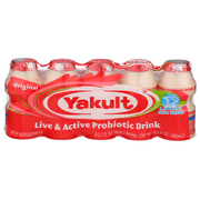 Yakult Non-Fat Live & Active Probiotic Drink, 2.7 fl oz, 5 Count, Gluten Free, Fat Free, Cholesterol Free- Yogurt section
