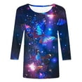 thumbnail image 5 of ZQGJB Cute Butterfly Print Shirts for Women Dressy Casual 3/4 Lenght Sleeve Round Neck Graphic T-Shitrs Top Loose Fit Comfy Tunic Tees Blouse Multicolor#12 XXL, 5 of 6