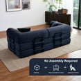 thumbnail image 4 of 5-in-1 Folding Convertible Sofa Bed, 79" Corduroy Floor Couch Futon, Pull-Out Sleeper Loveseat, Modular Boneless Sofa for Living Room & Bedroom, Dark Blue, 4 of 7