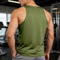 thumbnail image 5 of Men's Solid Blank Sleeveless Tank Tops Workout Training Base Layer Shirts Lightweight Summer Athletic Tops,Army Green,M, 5 of 7
