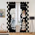 thumbnail image 2 of Chef Gnomes Kitchen Curtains 84 Inch Length, Black White Plaid Dessert Maker Cake Grommet Top Bedroom Living Room Curtains, Light Filtering Cafe Curtain Drapes 2 Panels Set 84''x84'', 2 of 9