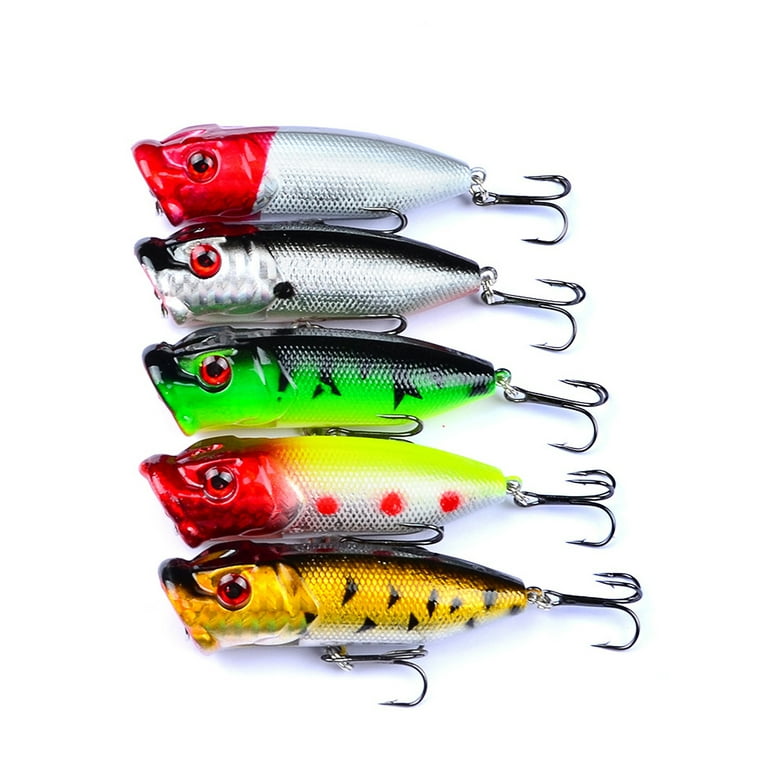 10PCS Topwater Popper Fishing Baits And Lures Freshwater Bass Bait Minnow  Crankbaits With Hooks Tackle 7.3cm 12g 5PCS 