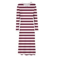 thumbnail image 4 of Npasoilc Dresses For Women Trendy Long Sleeve V-Neck Side Slit Draping Flowy Hem Stripe Printed Casual Loose Midi Dress, 4 of 6