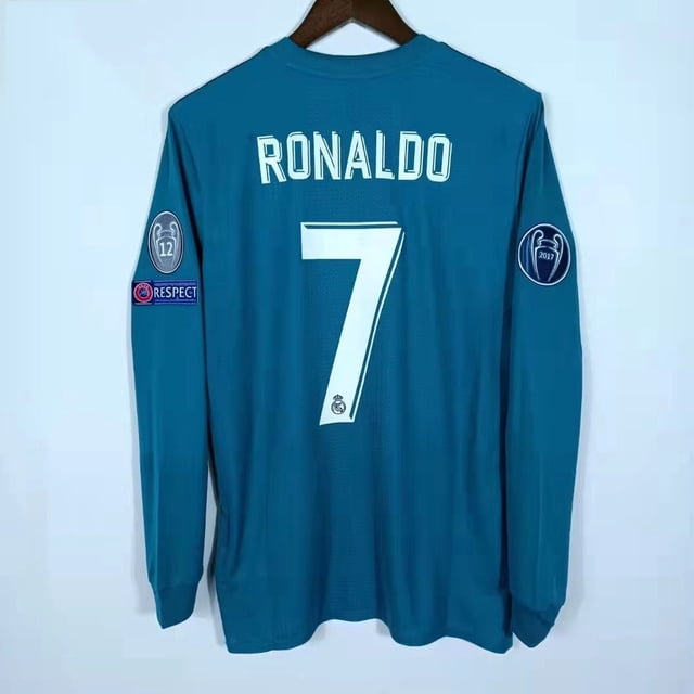 2017/2018 Real Madrid Jersey-Jersey Retro Final Kyiv manga corta y larga para Ronaldo Gao Jiahui unisex