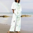 thumbnail image 2 of Summer Savings Clearance! Dezsed Womens Linen Cotton 2 Piece Sets Outfits Summer Casual Short Printing Tops Wide-Leg Pants Loose Outfits White XXL, 2 of 5