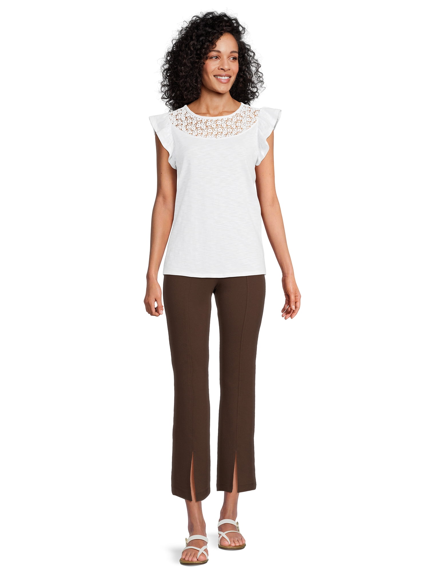 Time and Tru Women's Flare Ponte Pants, 2-Pack, 30" Inseam for Regular, Sizes XS-XXL