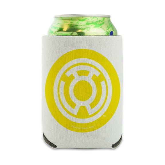 Green Lantern Blackest Night Sinestro Corps Yellow Lantern Logo Can Cooler - Drink Sleeve Hugger Collapsible Insulator - Beverage Insulated Holder
