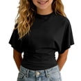 thumbnail image 4 of SOFTCCLO Girls T Shirts Short Sleeve Crewneck Solid Color Tops Pullover Loose Versatile Summer Casual Kids T Shirts Size 3-4Y, 4 of 10