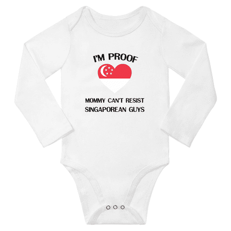 

I m Proof Mommy Can t Resist Singaporean Guys Baby Long Sleeve Bodysuit Outfits (White 24 Months)