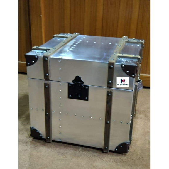 Aluminum Trunk Coffee Table Night Stand Aviator End Side Table Aircraft Airman Style Living Room Home Office Furniture (1 Trunk)
