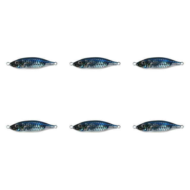 Señuelos Pesca Caballa Luminosos UV Con Impresión 3D Cebo Biónico 6 8 Cm Y 60g () Azul
