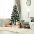 thumbnail image 4 of Gymax Arbre de Noël Artificiel de 6 Pieds Arbre à Charnières Floqué de Neige W / Baies Rouges, 4 of 10