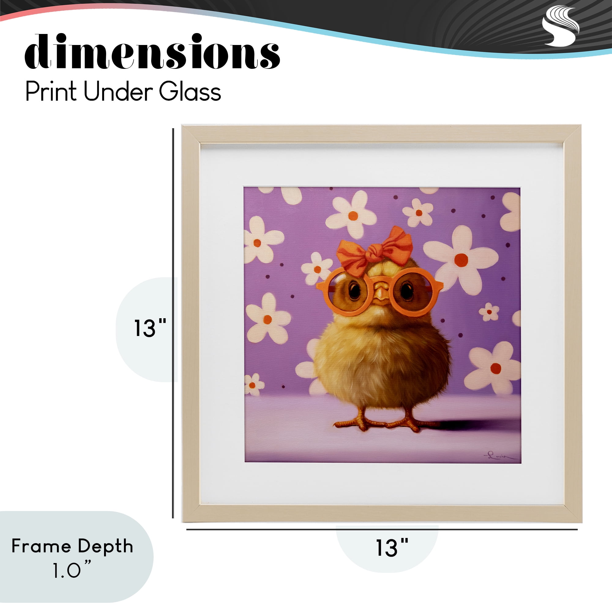 Stupell Industries Bow Peep Groovy Chick Birch Framed Print Under Glass, design by Lucia Heffernan