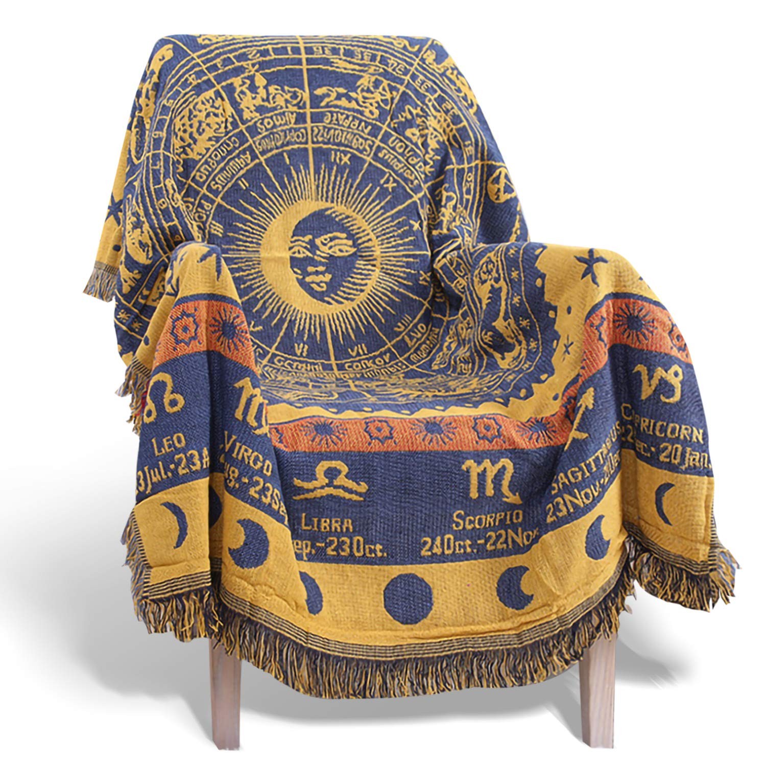 Boho Woven Throw Blanket Reversible Cotton Bohemian Tapestry Hippie