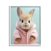 Stupell Industries Bunny in Cozy Sweater Animals & Insects Painting White Framed Art Print Wall Art, 11 x 14