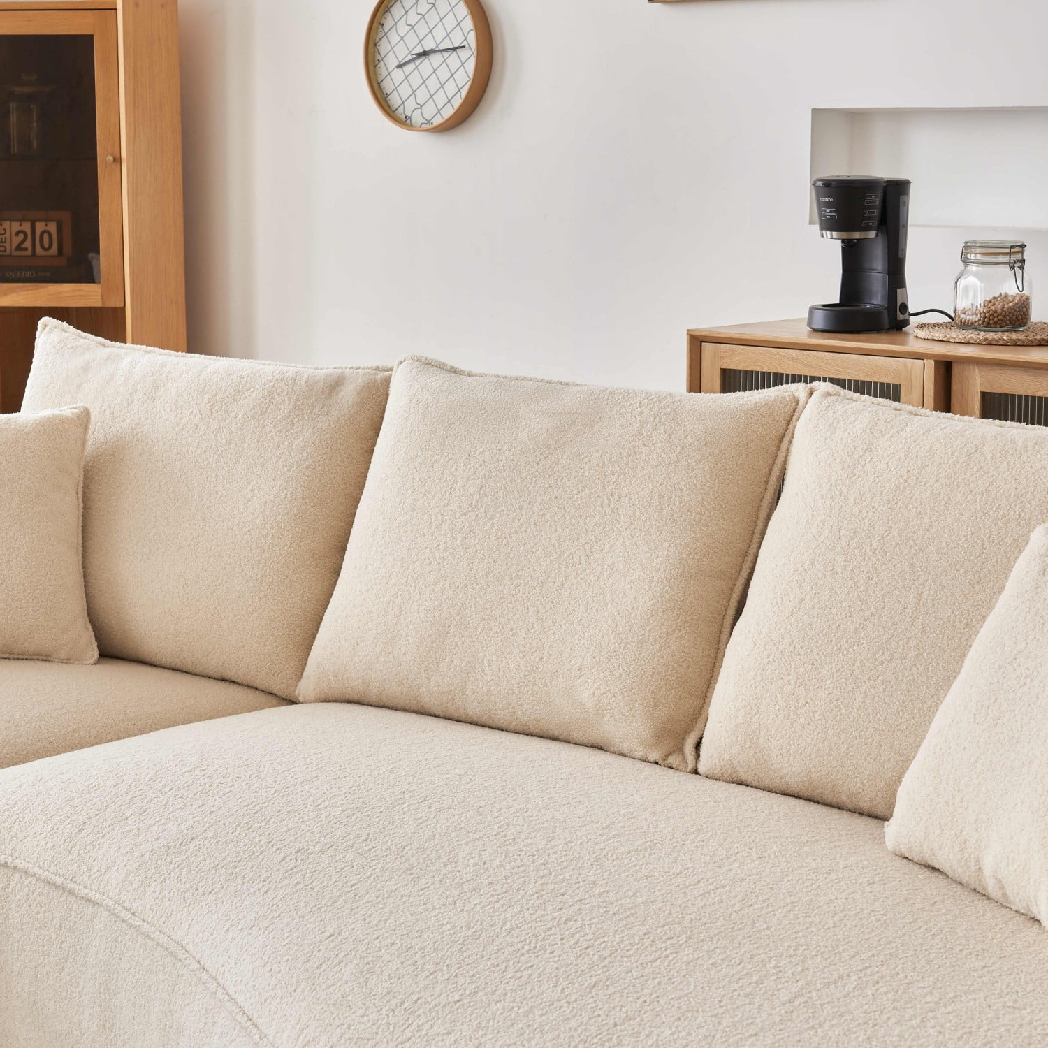 Gewnee 122.8" Curved Sofa Modern Curved Couch Living Room Modular Sectional Sofa, Mid Century Upholstered Couch Sherpa Boucle Fabric Sofa for Bedroom Apartment Left Hand Facing