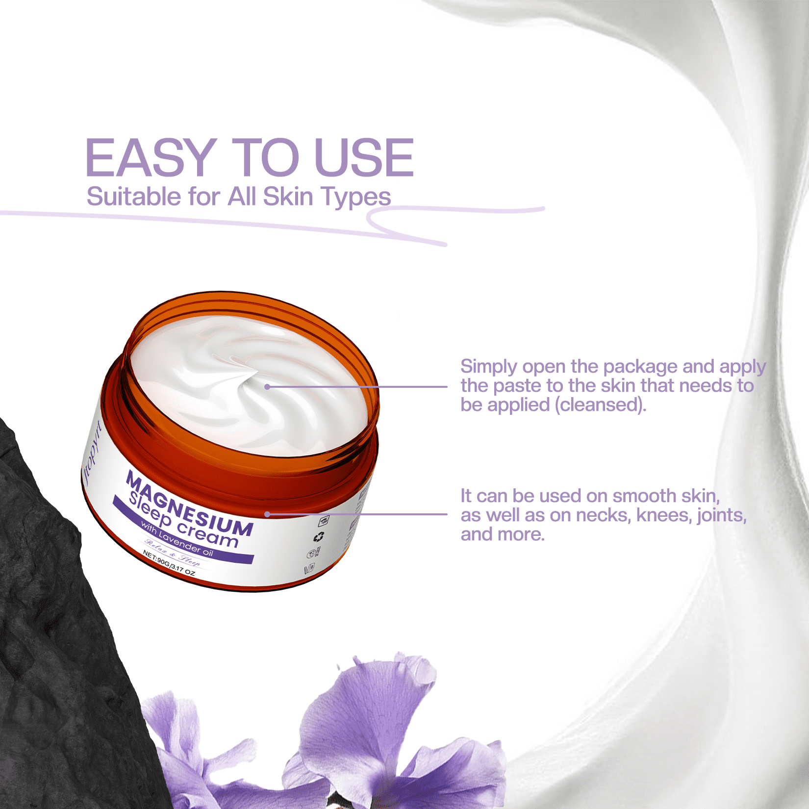 Jtopyrt Magnesium Cream for Sleep and Deep Relaxation with Almond Oil, Lavender Vitamin E for All Skin Type