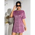 thumbnail image 7 of Pink Drop Shoulder Glitter Mini Tee Dress For Night Out Party, 7 of 7
