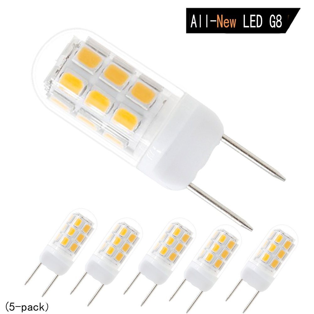All New LED G8 Light Bulb, G8 GY8.6 Bipin Base LED, Dimmable 120V 35W