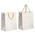 thumbnail image 6 of Sparkle and Bash Party Favor Bags - 8" x 10" x 4.5", Medium White & Gold, 16 Pack - Geometric Foil w/Rope Handles & Tags - Reusable Thank You Gift & Mini Gift Bags for Wedding, Bridal & Baby Showers, 6 of 11
