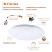 Cooper Lighting Halo 15 In. CCT LED Low Profile Round Flush Mount Ceiling Light Fixture — Heavy-Duty Construction, Professional Use