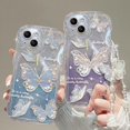 thumbnail image 2 of Wave Curl Border Butterfly Phone Case with or Without Glitter Pink Paper, with or Without Chain, Girly, for iPhone 15 14 13 12 11 Pro Max X XS XR 7 8 Phone Case (A7,iPhone 7Plus/8Plus), 2 of 8
