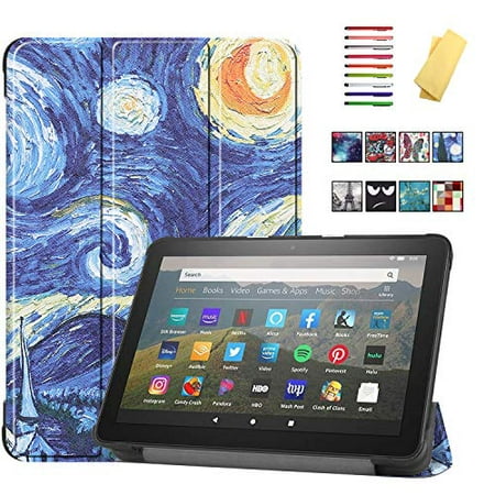 UUcovers for 8" All-New Kindle Fire HD 8 Tablet 2020 (10th Gen) and Fire HD 8 Plus Case (10th Generation, 2020 Release) Folio Stand PU Leather Trifold Cover with Auto Sleep/Wake,Starry Night