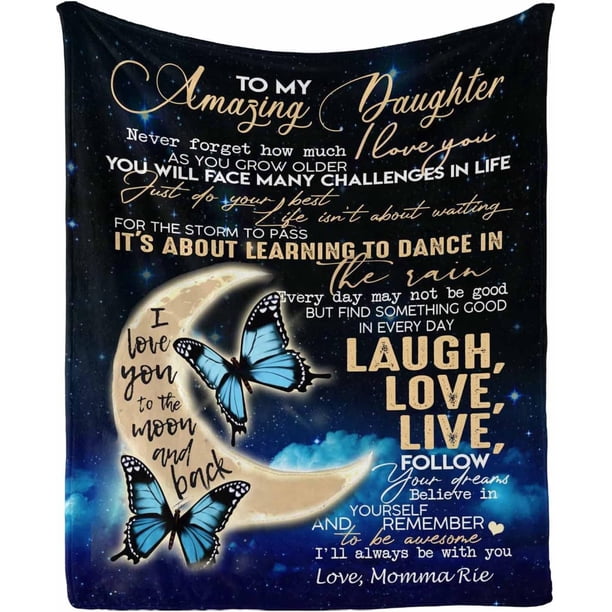 LHSHID Personalized Custom Name Message Blanket to My Amazing Daughter from Dad or Mom Never Forget How Much I Love You Elegant Super Soft Warm Sofa Couch Lap Throw Blanket