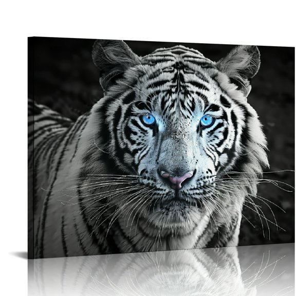 Acheng Canvas Wall Art White Tiger Pictures Animal Poster Print - For Living Room Bedroom Modern Wall Art Decor Painting  pattern1