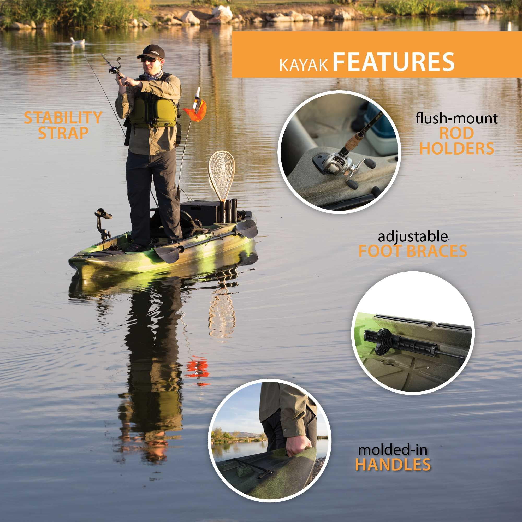 Lifetime Stealth Pro-Comfort Angler 11 ft 8 in Sit-On-Top Fishing Kayak, Gator Camo (90693)