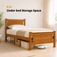 thumbnail image 6 of Ktaxon Twin Wood Platform Bed Frame with Headboard, Teen Bed, Brown, 6 of 7
