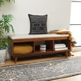 thumbnail image 4 of SAFAVIEH Cricket Open Shelf Bench with Cushion, Cream Linen/Natural Acacia (47.6 in. W x 14 in. D x 18 in. H), 4 of 12