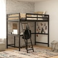 thumbnail image 2 of Flash Furniture Riley Loft Bed Frame with Desk, Twin Size Wooden Bed Frame with Protective Guard Rails & Ladder for Kids and Teens - Espresso, 2 of 12