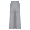 thumbnail image 6 of SELONE Palazzo Pants for Women Petite Gray Plus Size Lounge Pants with Pockets Cotton Linen Wide Leg Elastic Waist Full Length Trouser Loose Beach Pants Drawstring Solid L Tall Summer Clothes, 6 of 7