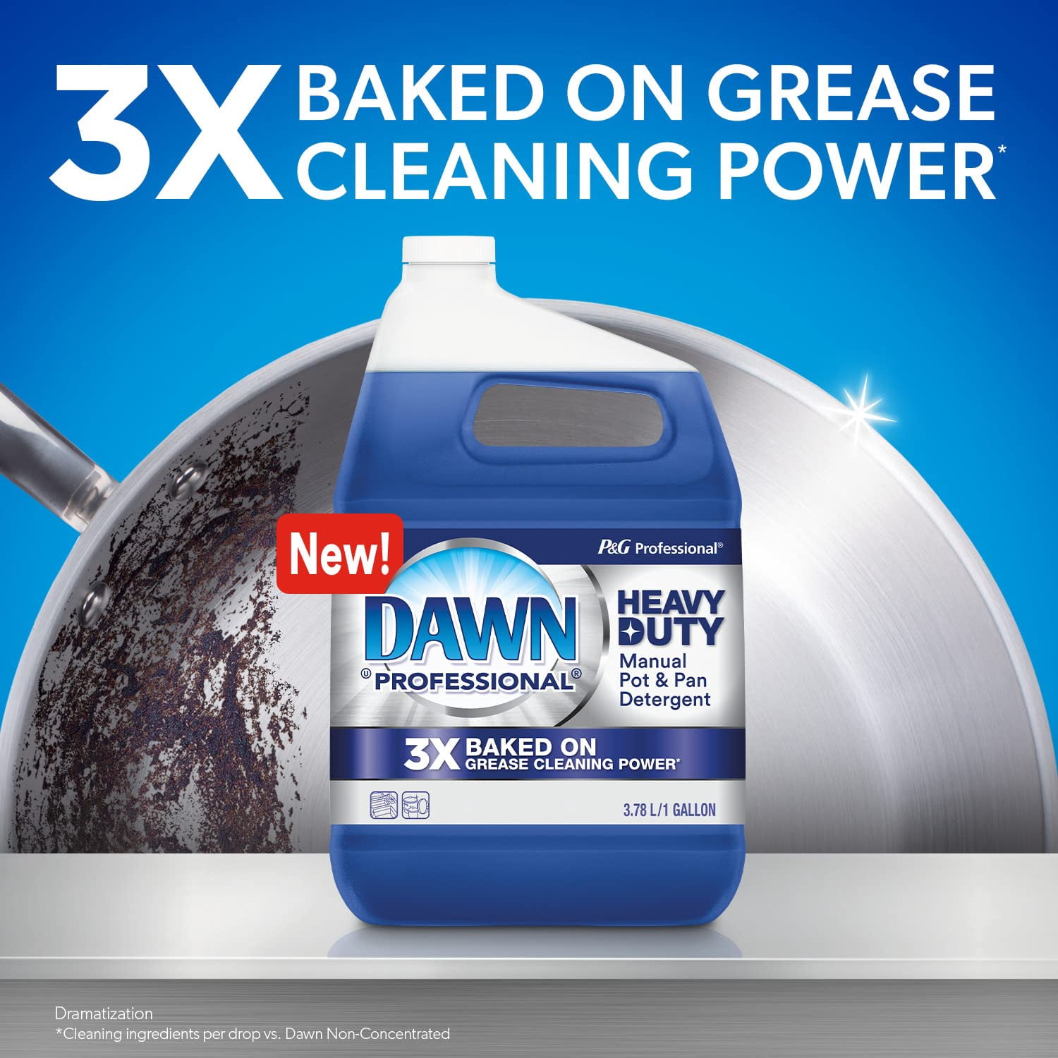 Dawn Professional Heavy Duty Manual Pot and Pan Dish Soap Detergent, 1 Gallon (Case of 4)