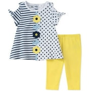 Kids Headquarters Girls 2T-4T Daisy Bow Legging Set (Multi 4T)