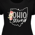 thumbnail image 4 of Inktastic Ohio Strong with State Silhouette and Pink Flowers Women's Plus Size T-Shirt, 4 of 5