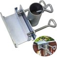 thumbnail image 1 of Soporte para paraguas al aire libre | Abrazadera de paraguas de acero inoxidable | Fije a la barandilla, cerca, gradas, orificio para poste ajustable de 1,5 ", ancho máximo de clip de 2", 1 of 3