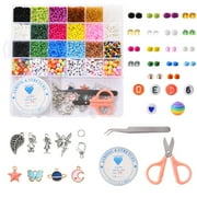 1box DIY Bracelet Jewelry Making Kits 4680Pcs Round Glass Seed Beads 275Pcs Flat Round Acrylic Resin Beads