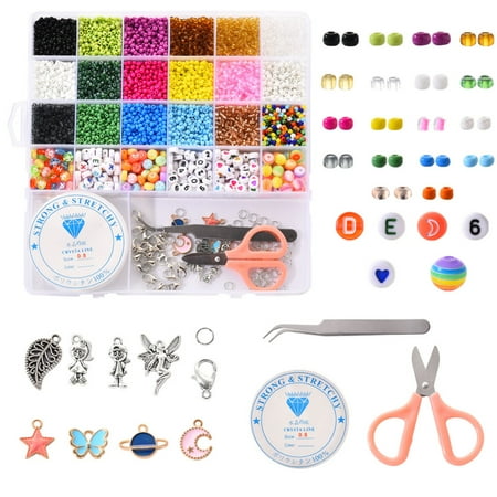 1box DIY Bracelet Jewelry Making Kits 4680Pcs Round Glass Seed Beads 275Pcs Flat Round Acrylic Resin Beads