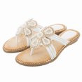 thumbnail image 4 of Mujeres sandalias planas chanclas de dhinestone flauts cómodos sandalias elegantes de thong zapatos para caminar para veranos playa, 4 of 9