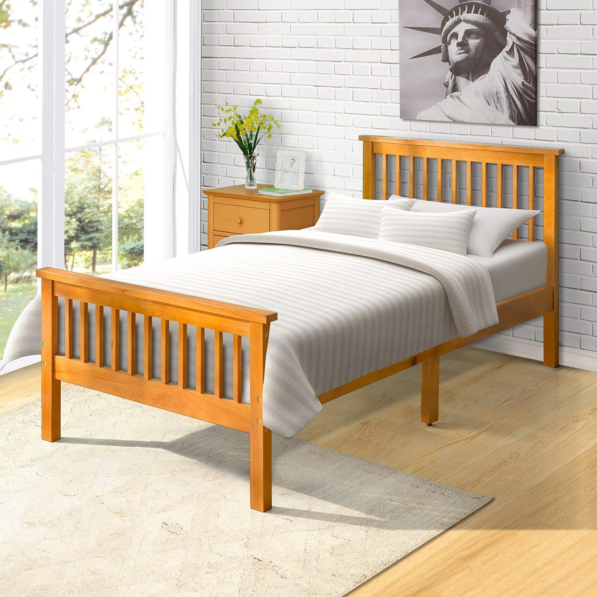Twin Bed, Solid Wood Twin Bed Frame for Kids, Platform Bed Frame with