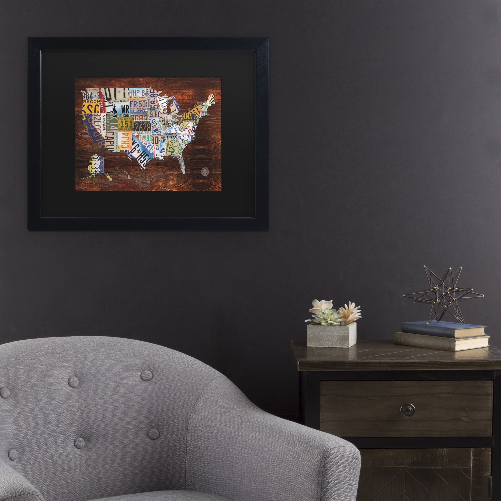 Trademark Fine Art 'USA License Plate Map on Wood' Canvas Art by Masters Fine Art