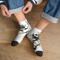 thumbnail image 3 of Fuzoiu Black And White Rose Print Adult Socks, Crew Moisture-wicking Socks, Unisex Cushion Crew Socks,Casual Sports Ankle Socks, 3 of 7