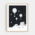 thumbnail image 2 of Balloons And The City - Illustration Hot Air Balloon Silhouette Cityscape Minimalist Black and White Skyline Geometric Unframed Wall Art Print 12 x 16 inches, 2 of 16