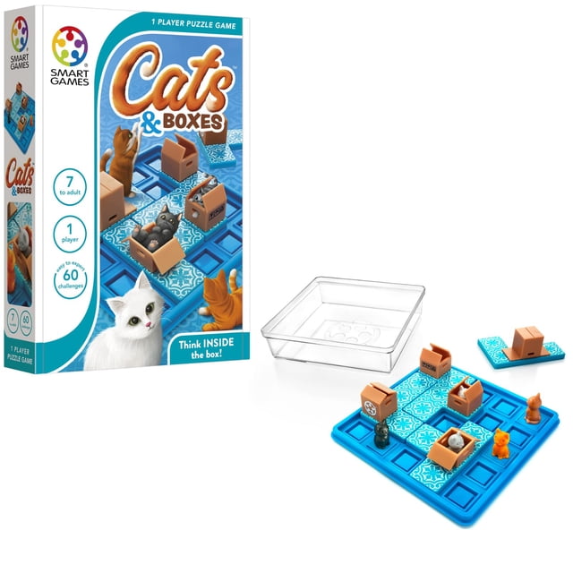 Juego de viaje SmartGames Cats & Boxes con 60 desafíos 7+