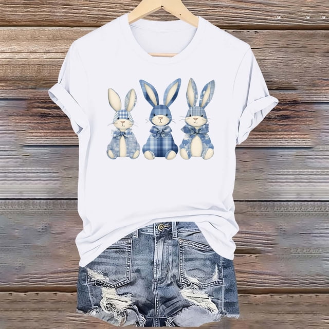 TaTaai Easter T Shirt for Women Casual Short Sleeve Round Neck Loose Fit Printed Tops Soft Stretchy Comfortable Tee for Spring Home Daily Holiday Party Wear Gift