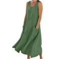 thumbnail image 1 of Robe Longue d'Été pour Femmes Mode d'Été pour Femmes Décontractée Couleur Unie Sans Manches Coton Lin Robe Longue Longue Robe d'Été pour Femmes Longue Robe pour Femmes Été Coton Robe d'Été pour Femmes, 1 of 11